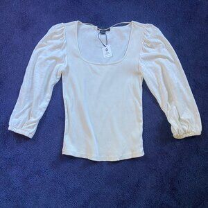 NWT Sanctuary Elegant Ivory Puff Sleeve Top Sz S | Square Neck, Feminine & Chic